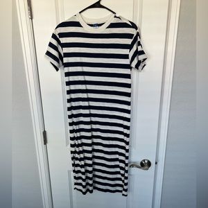 Navy blue midi dress with side slits